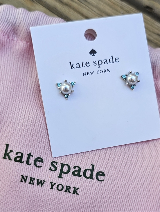 kate spade Jewelry - kate spade Pearl & Aqua Triangle Stud Earrings